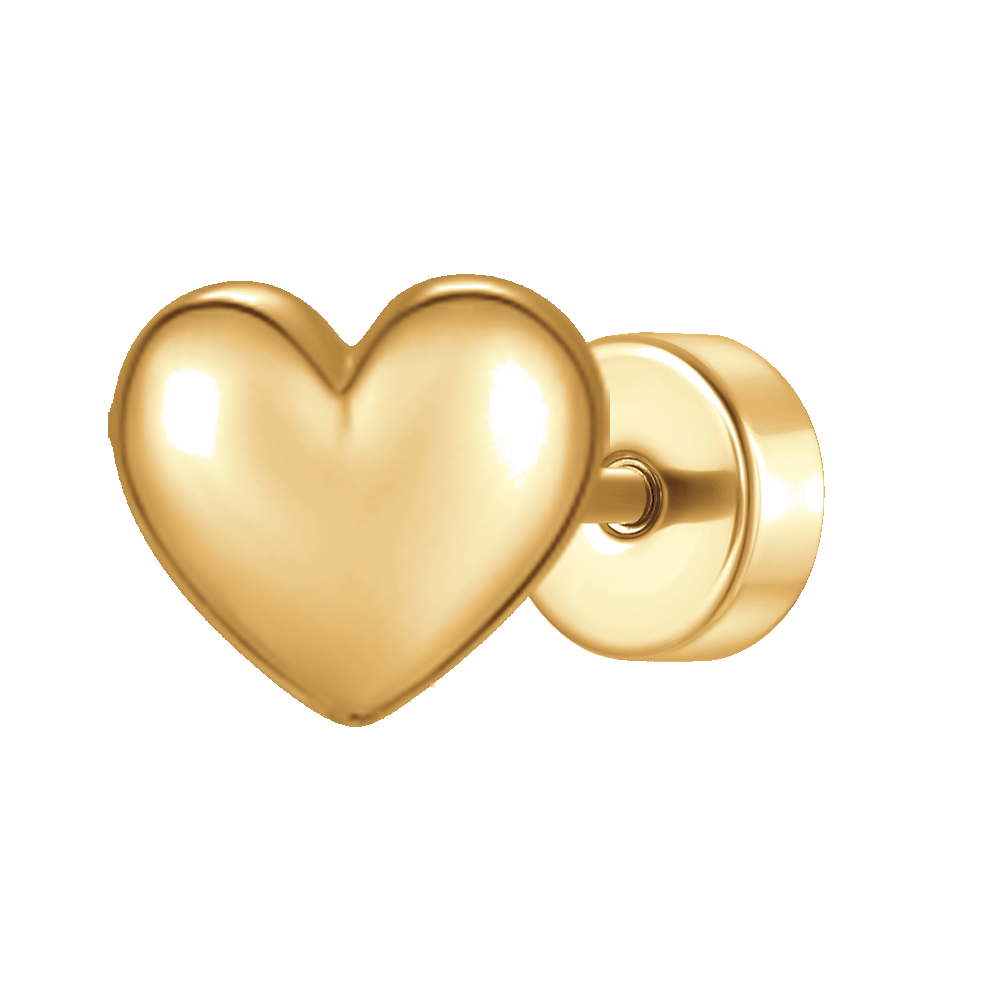 9 oro piercing a forma di cuore e orecchini a perno