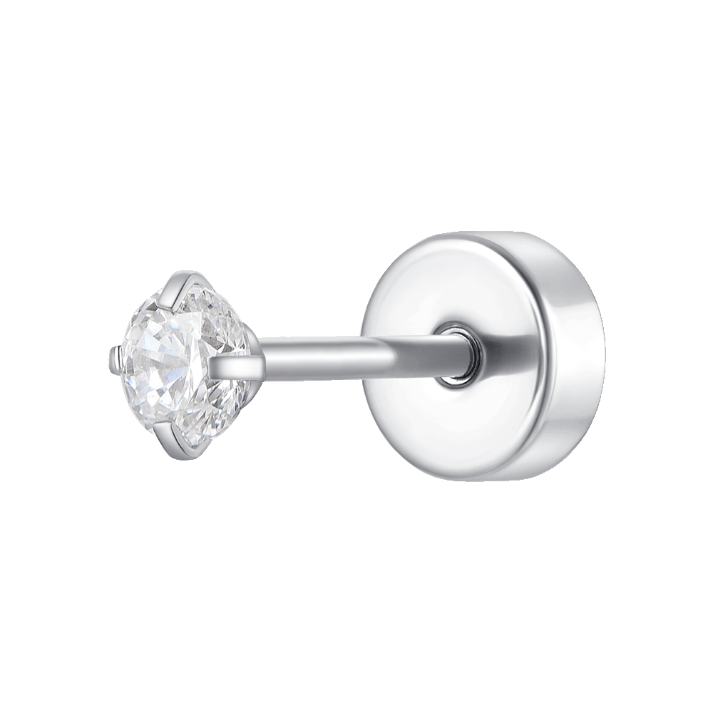 PIERCING ORECCHIO DONNA IN ACCIAIO CON ZIRCONE BIANCO