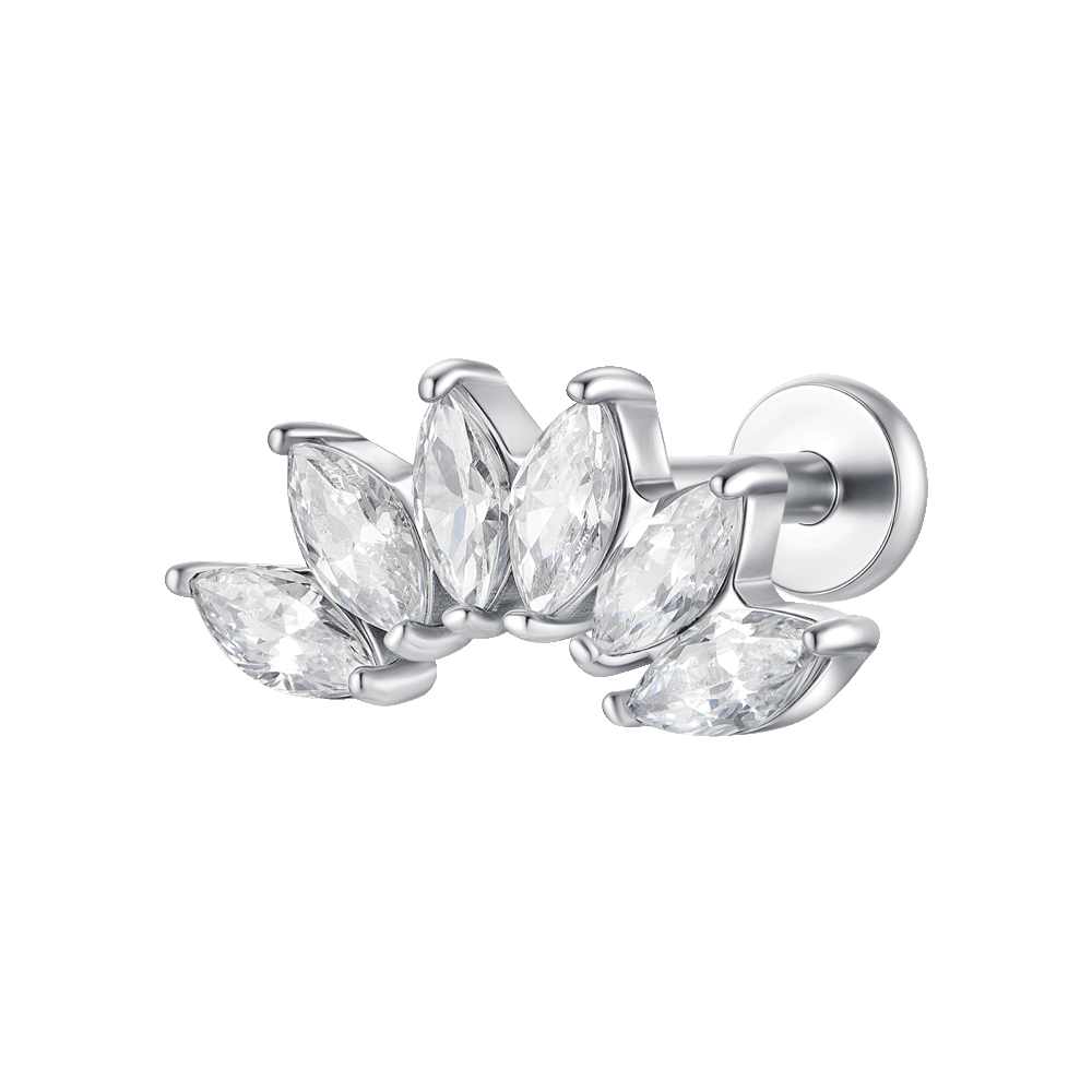 Orecchini A Perno Per Bambini In Oro Bianco 14k Con Zirconio - 4mm - Butterfly