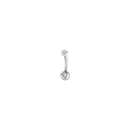 PIERCING OMBELICO DONNA IN ACCIAIO CON SFERA E ZIRCONE BIANCO