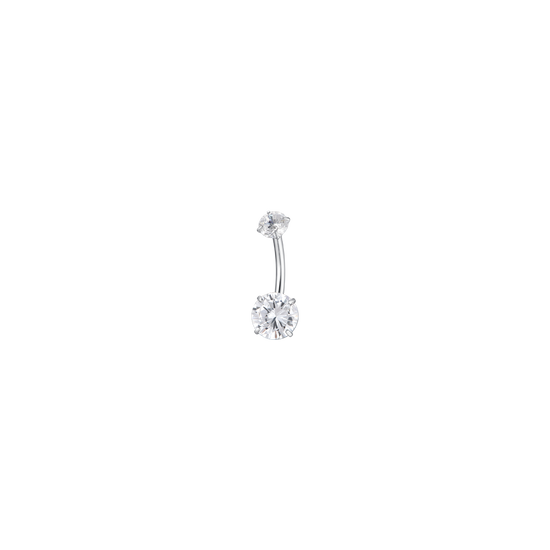 PIERCING OMBELICO DONNA IN ACCIAIO CON ZIRCONI BIANCHI