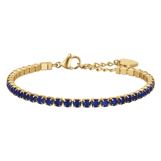 BRACCIALE TENNIS DONNAIN ACCIAIO IP GOLD CON CRISTALLI BLU Luca Barra